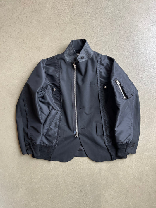 Sacai Wool Blended Twill Jacket Black Medium