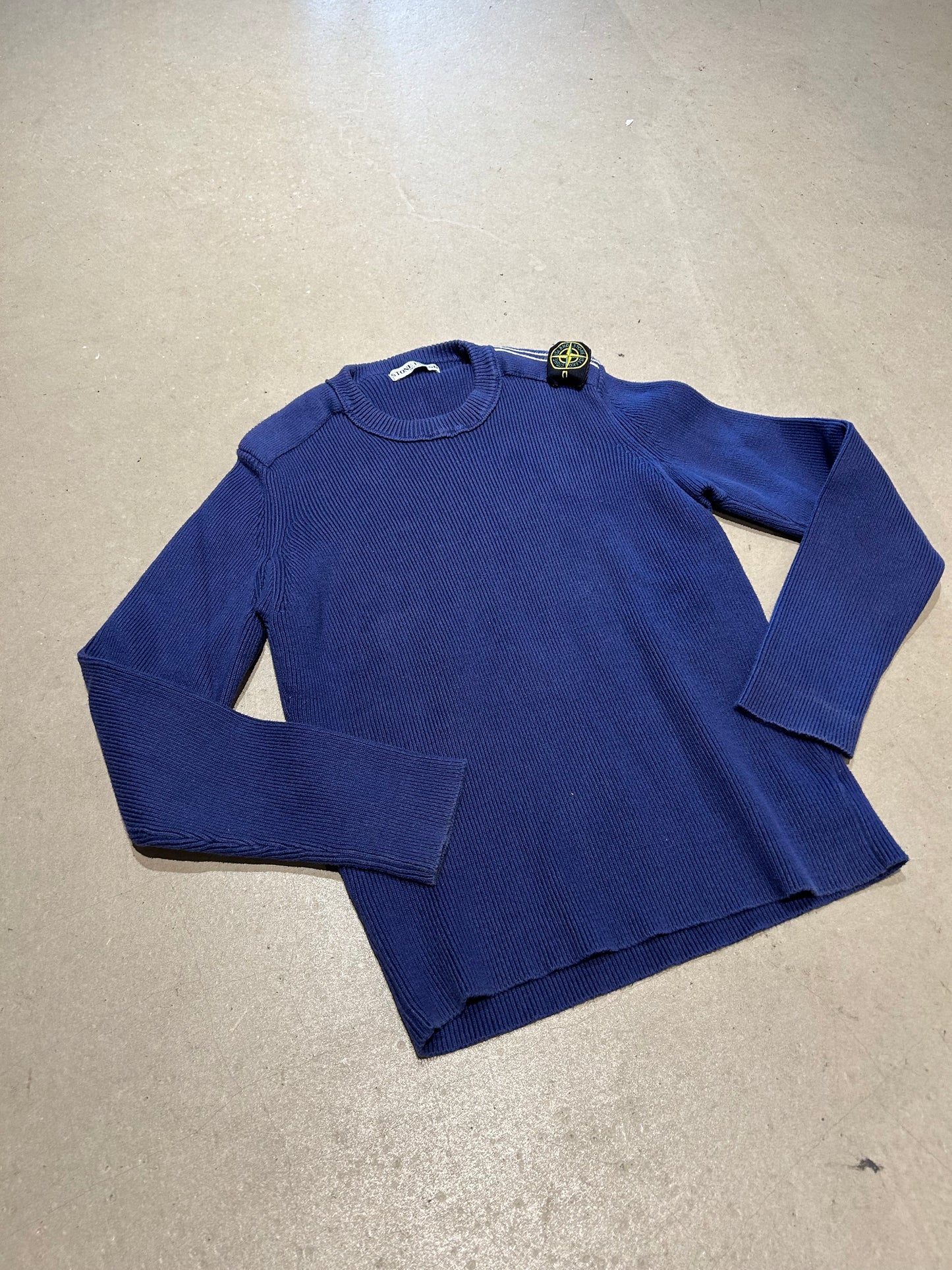 Vintage Stone Island Shoulder Badge Knit Blue Large