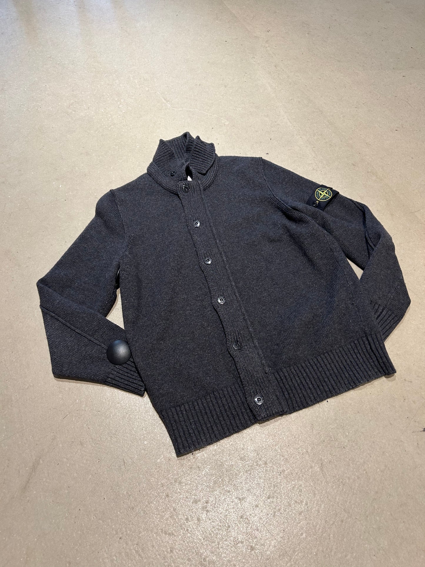 Vintage Stone Island Heavy Zip Up Knit Black XXL