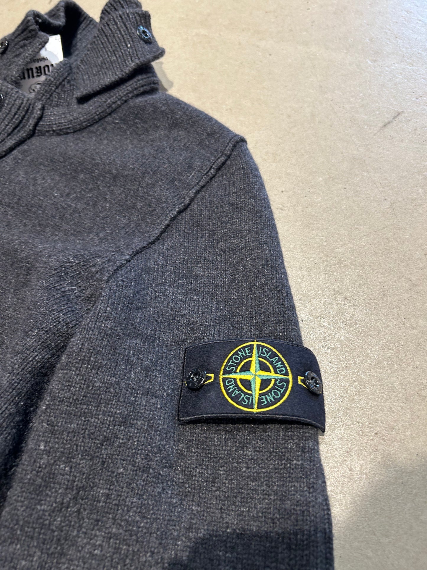 Vintage Stone Island Heavy Zip Up Knit Black XXL