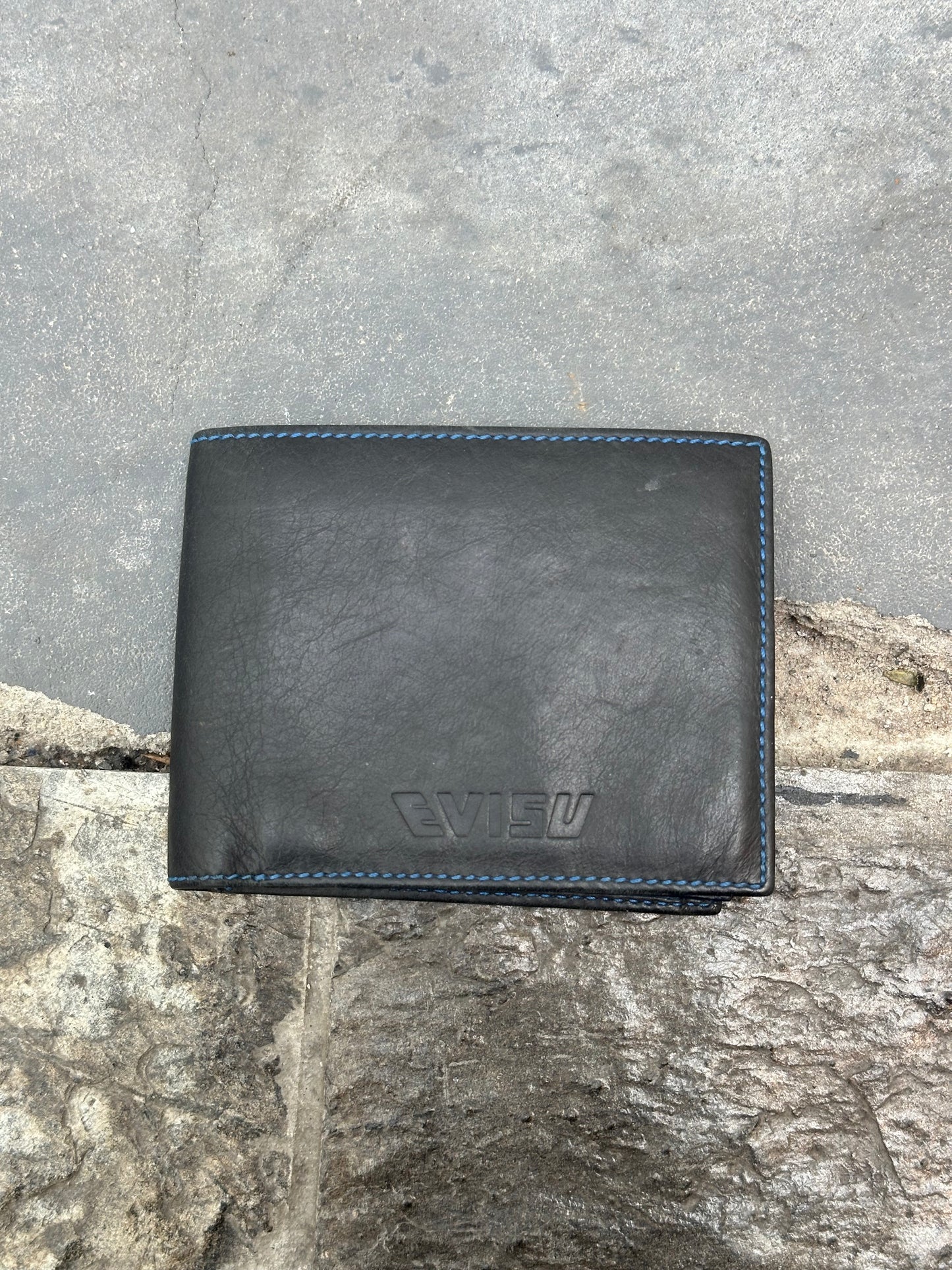 Evisu Leather Blue Stitch Wallet