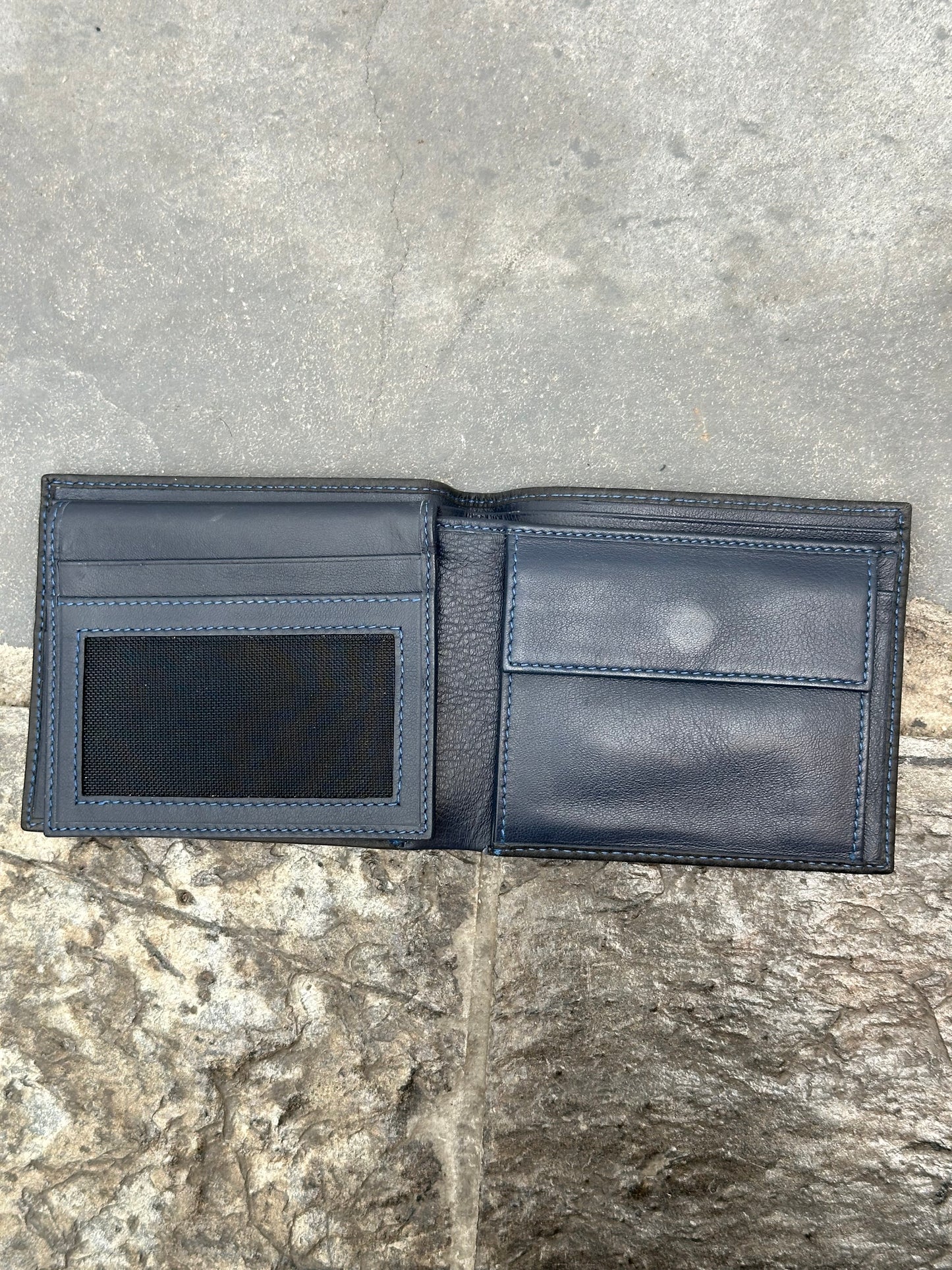 Evisu Leather Blue Stitch Wallet