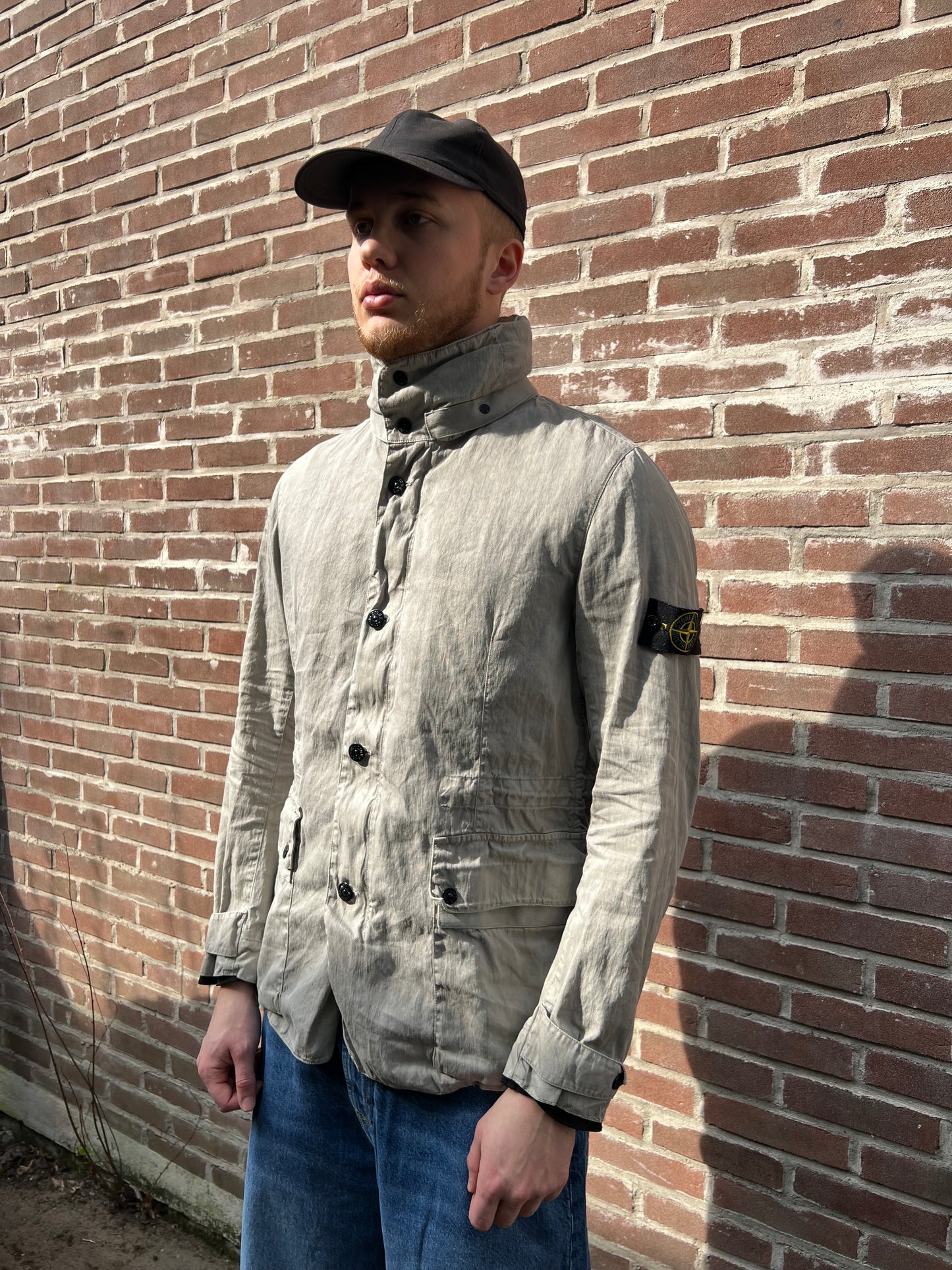 Stone Island Lino Flax Jacket Light Grey Size XL