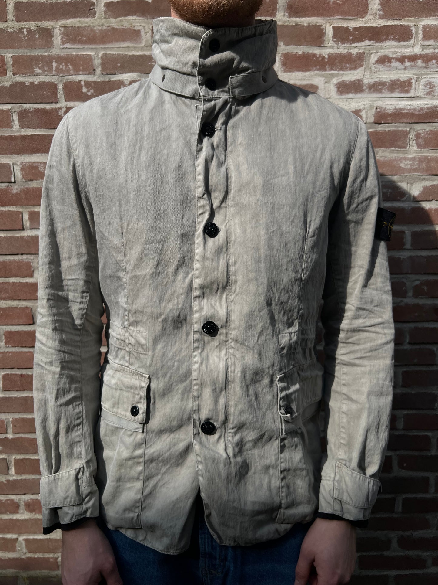 Stone Island Lino Flax Jacket Light Grey Size XL