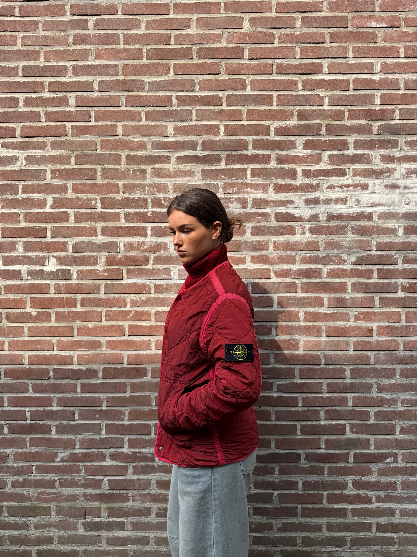 Stone Island Garment Quilted Jacket Reversible Red XL (L)