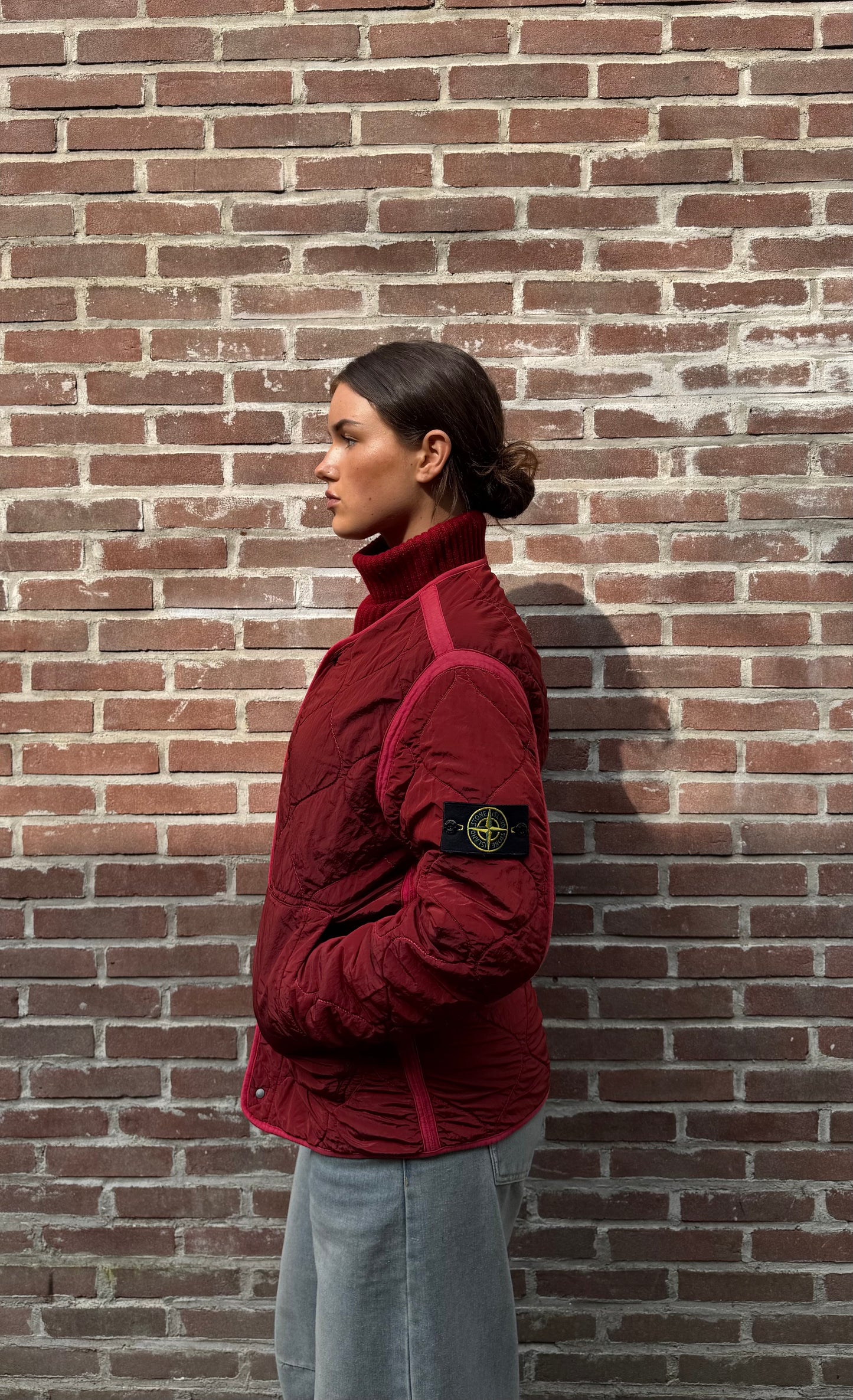 Stone Island Garment Quilted Jacket Reversible Red XL (L)