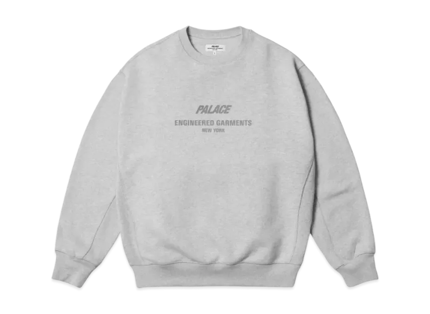 Palace Engineered Garments Crew Grey Marl M