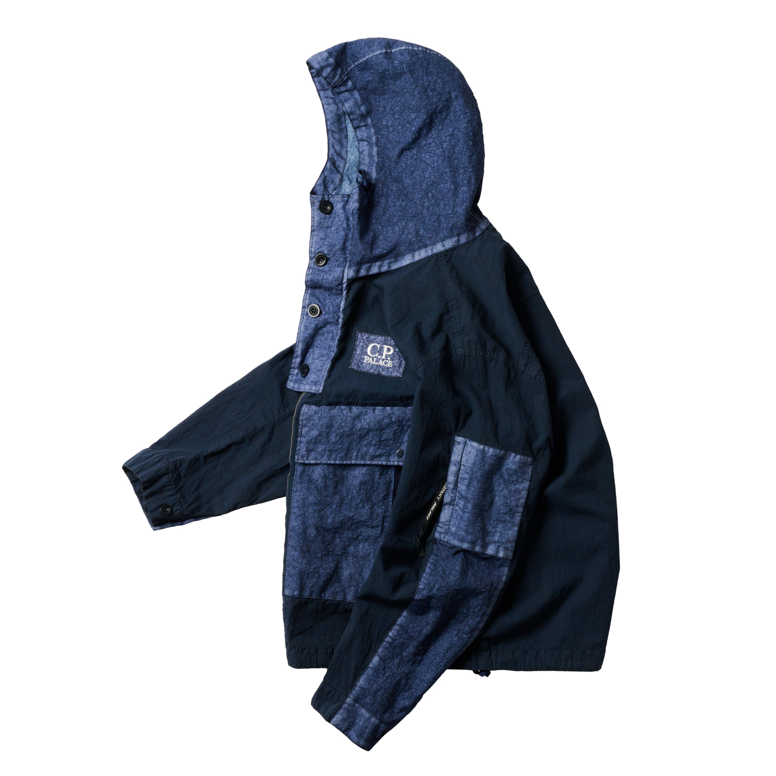 PALACE x C.P. Company 50 Fili Heavy Mixed Hooded Jacket Navy