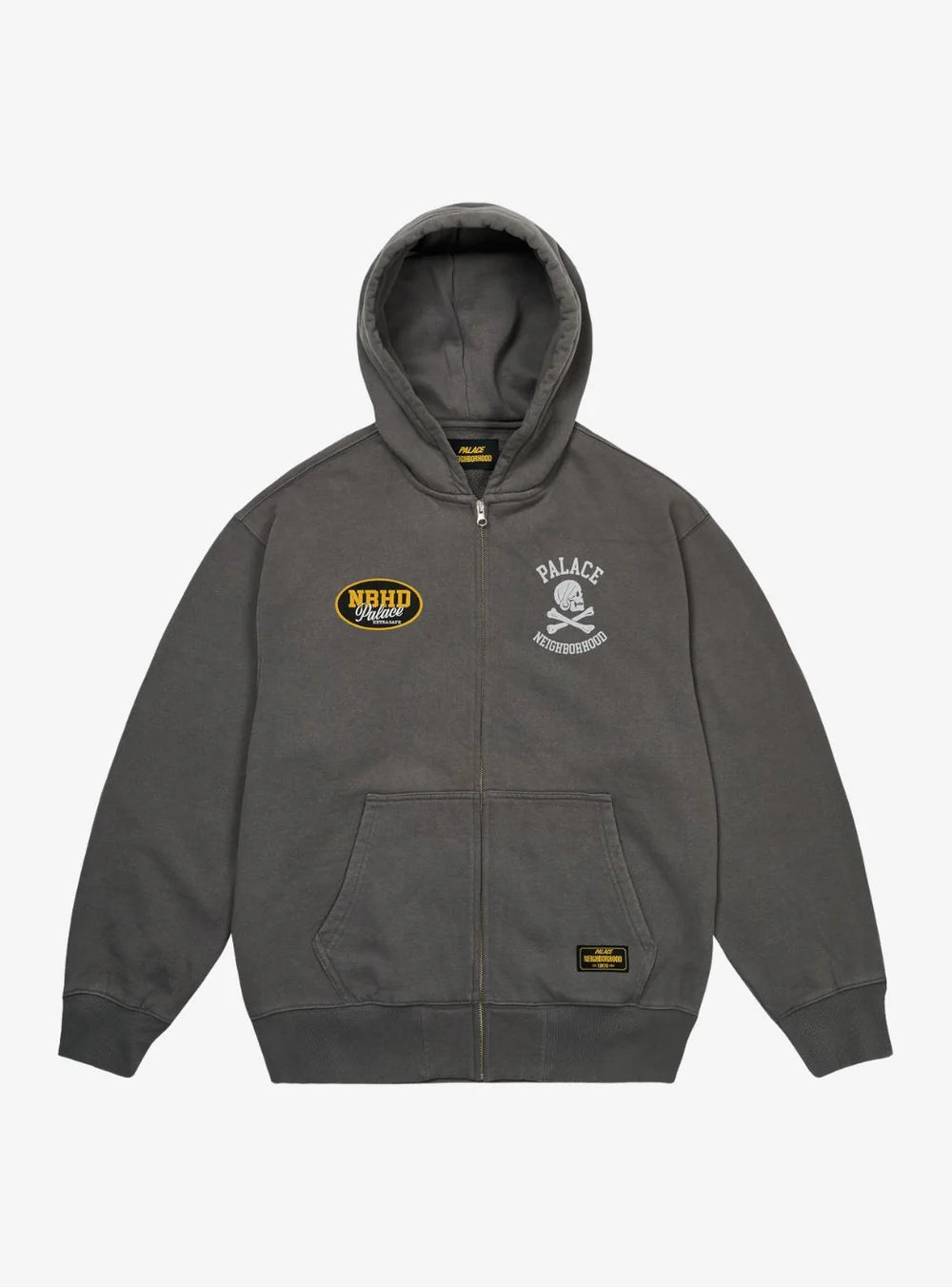 Palace x Neighborhood Skull Zip Hood Charcoal M