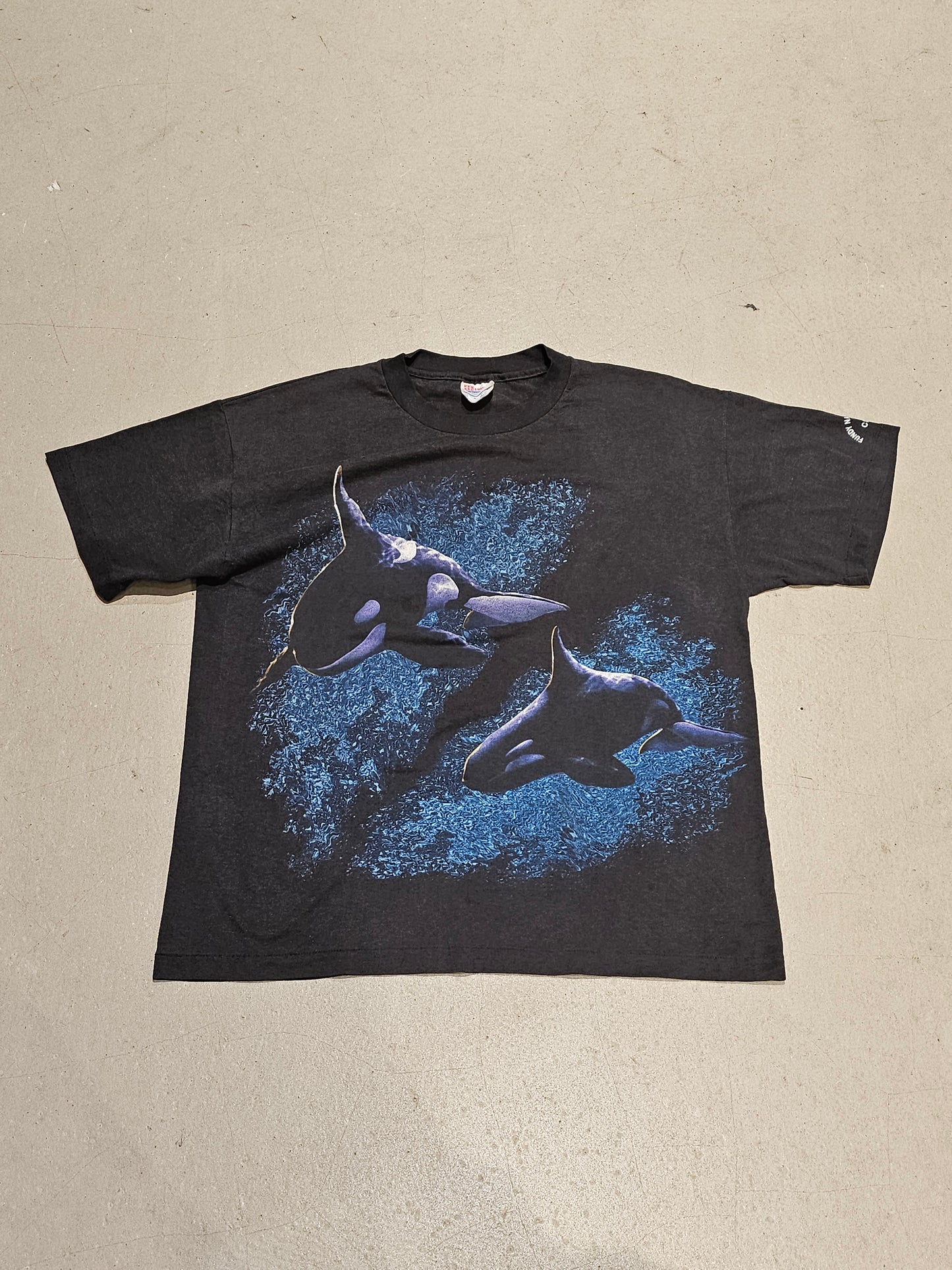 Vintage Single Stitch Killer Whale Tee Black L