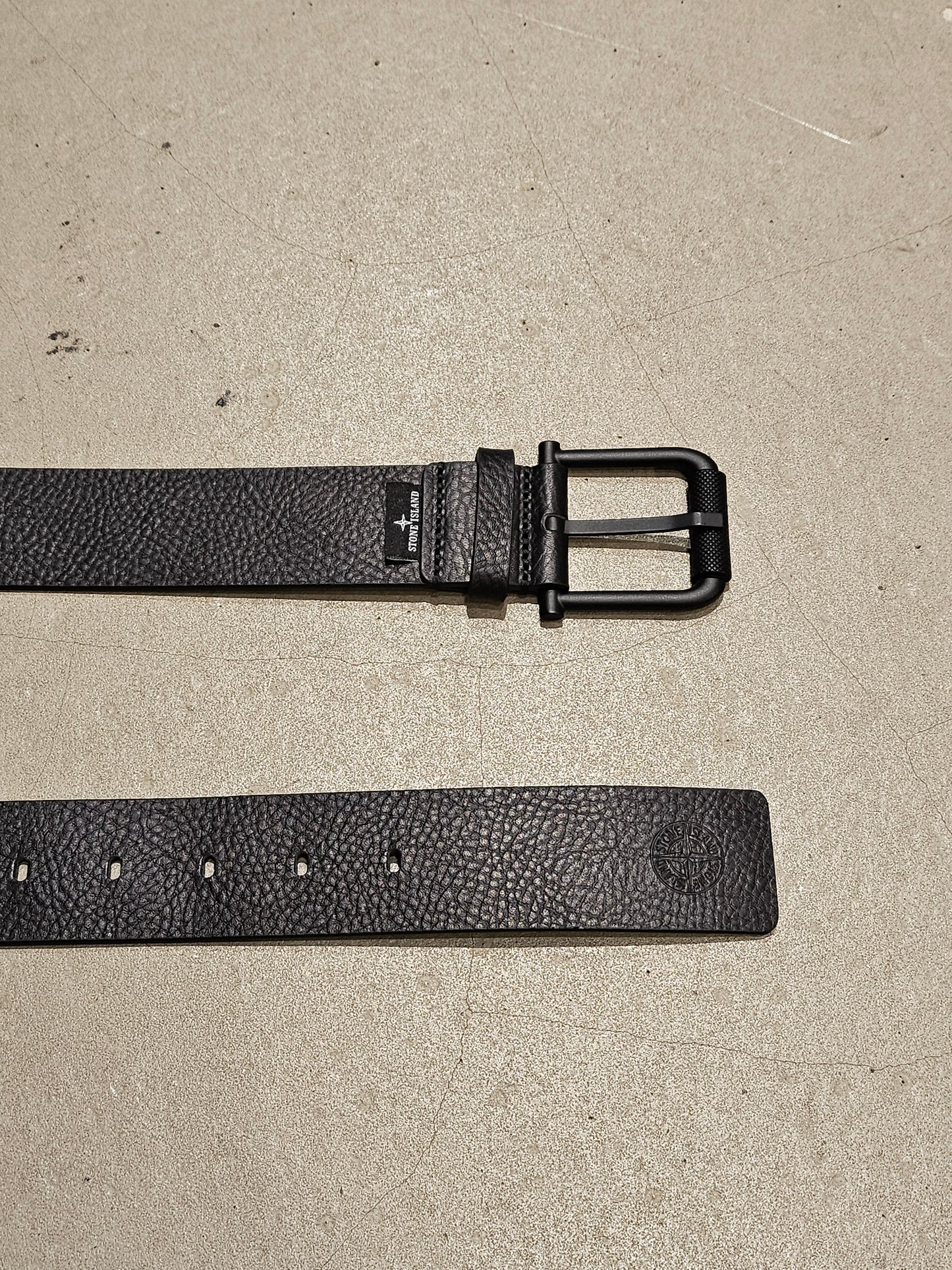 Stone Island Leather Belt Black Size 95