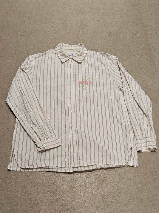 Adish Nafnuf Logo Striped Shirt White XL