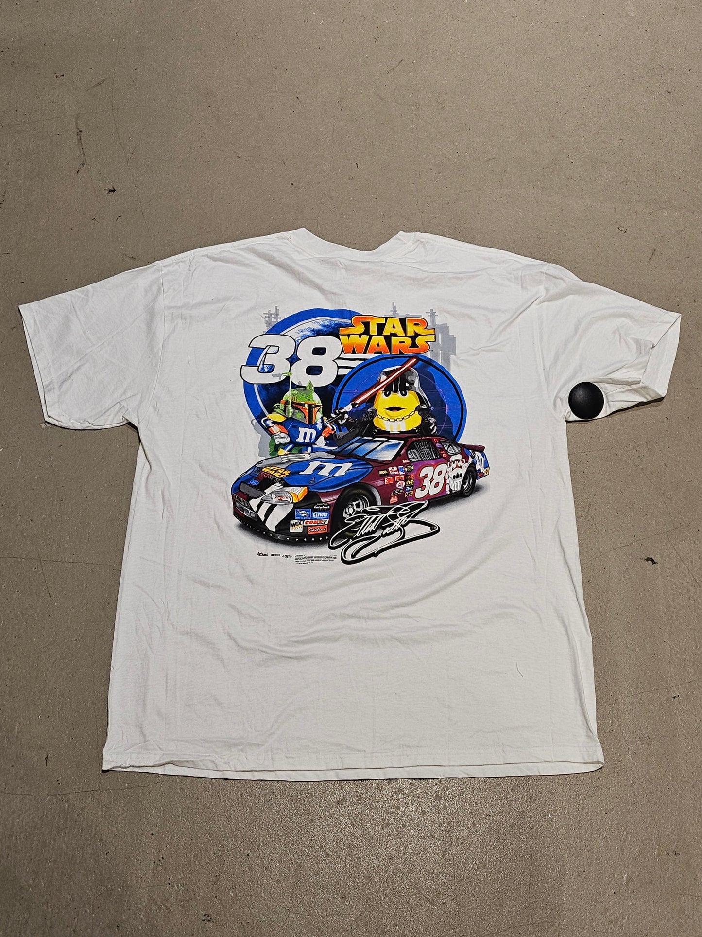 Vintage M&M Elliott Sanler Race Tee White XL