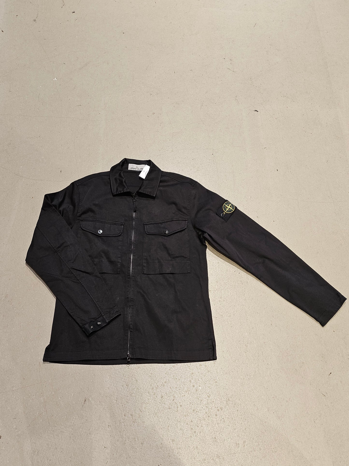 Stone Island Zip Up Shirt Black Small