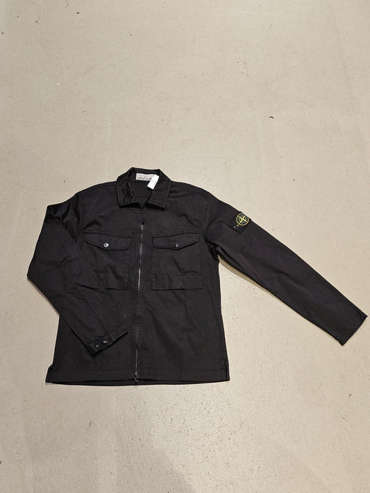 Stone Island Zip Up Shirt Black Small