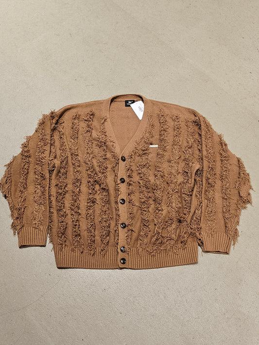 Patta Fringed Knitted Cardigan Brown L