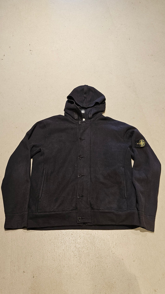 Stone Island Double Lined Button Up Sweater Black XXXL