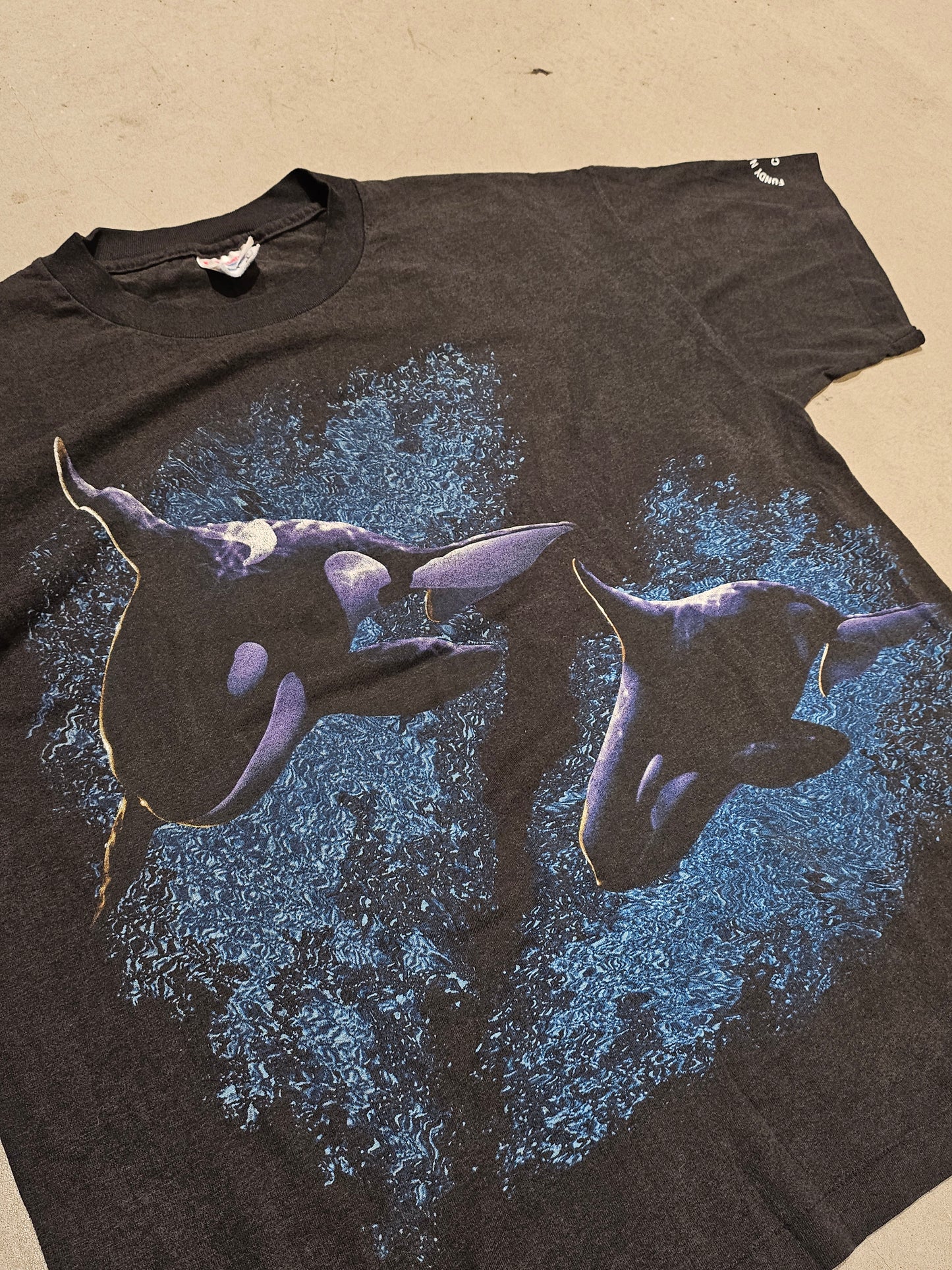 Vintage Single Stitch Killer Whale Tee Black L