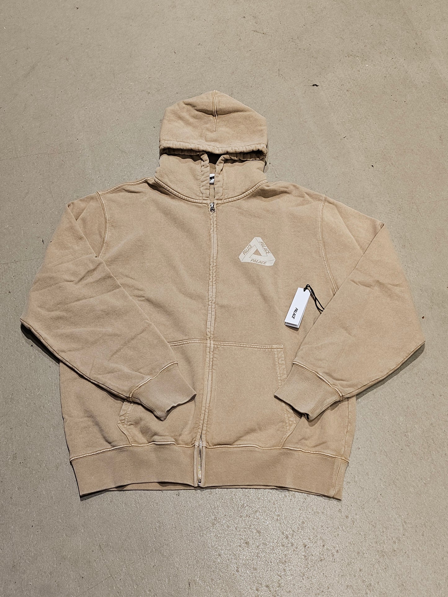 Palace Pigment Wash Zip Up Hoodie Stone M