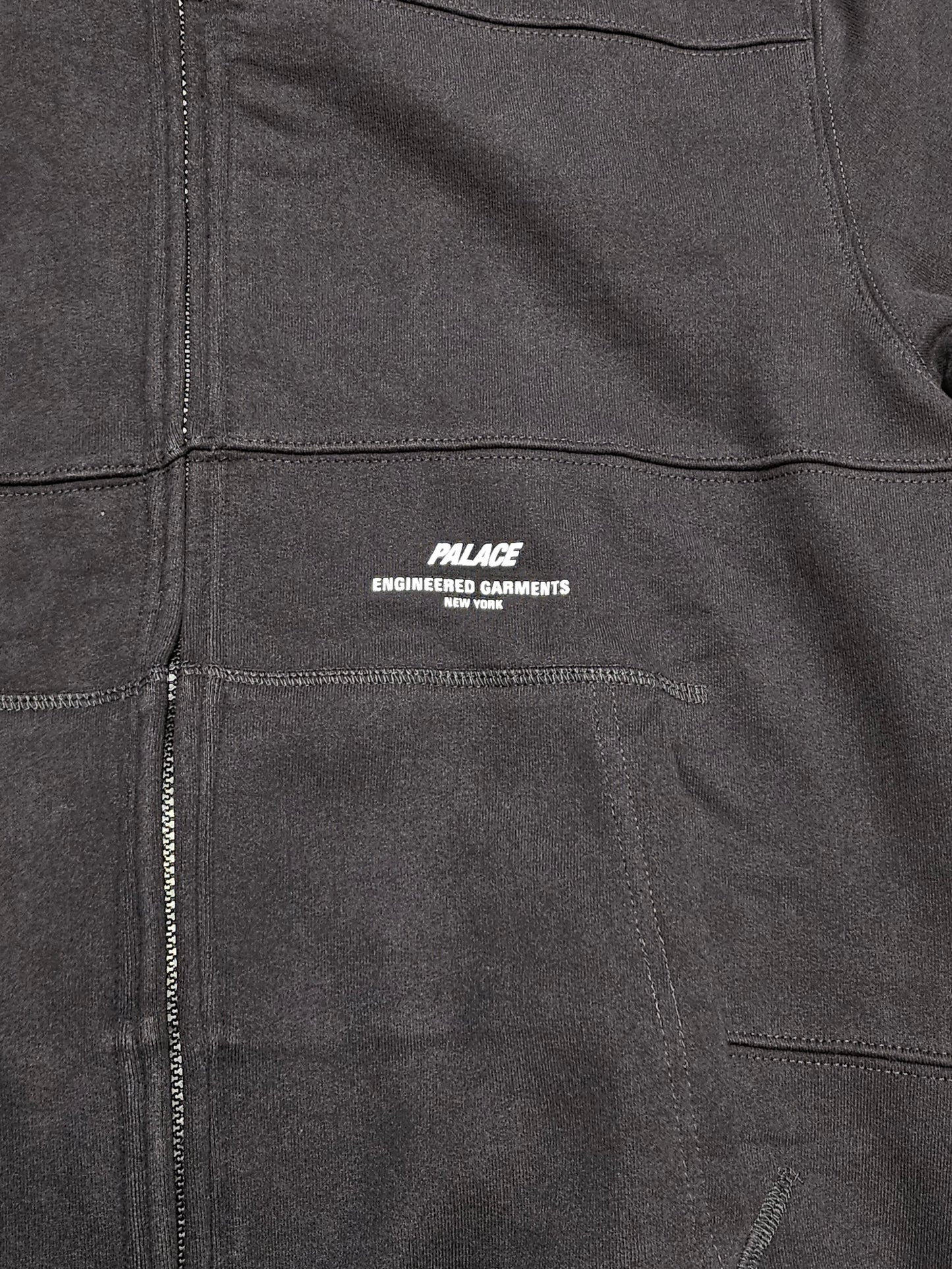 Palace Engineered Heavy Patchwork Zip Up Hoodie Black