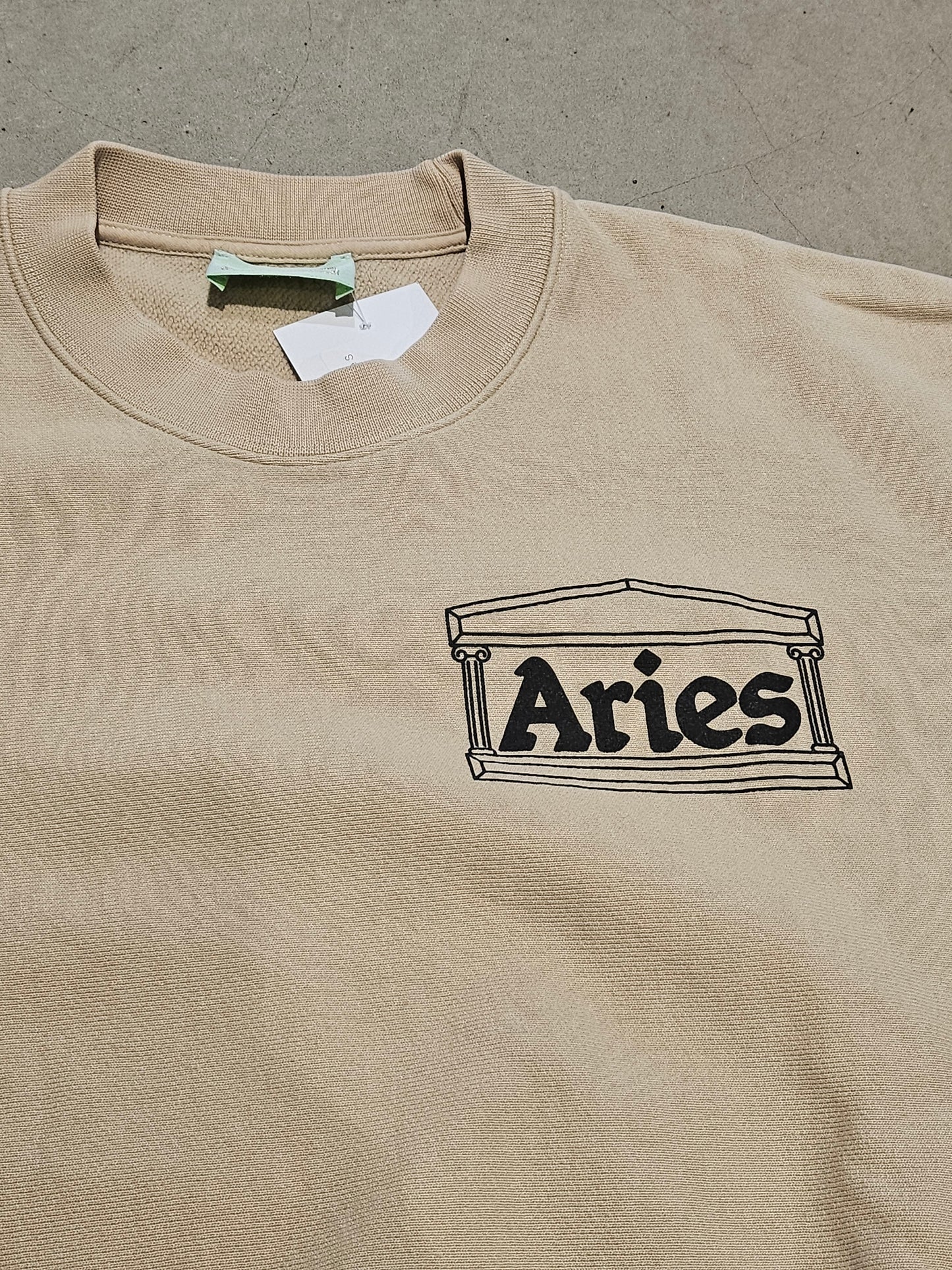 Aries Logo Crewneck Beige S