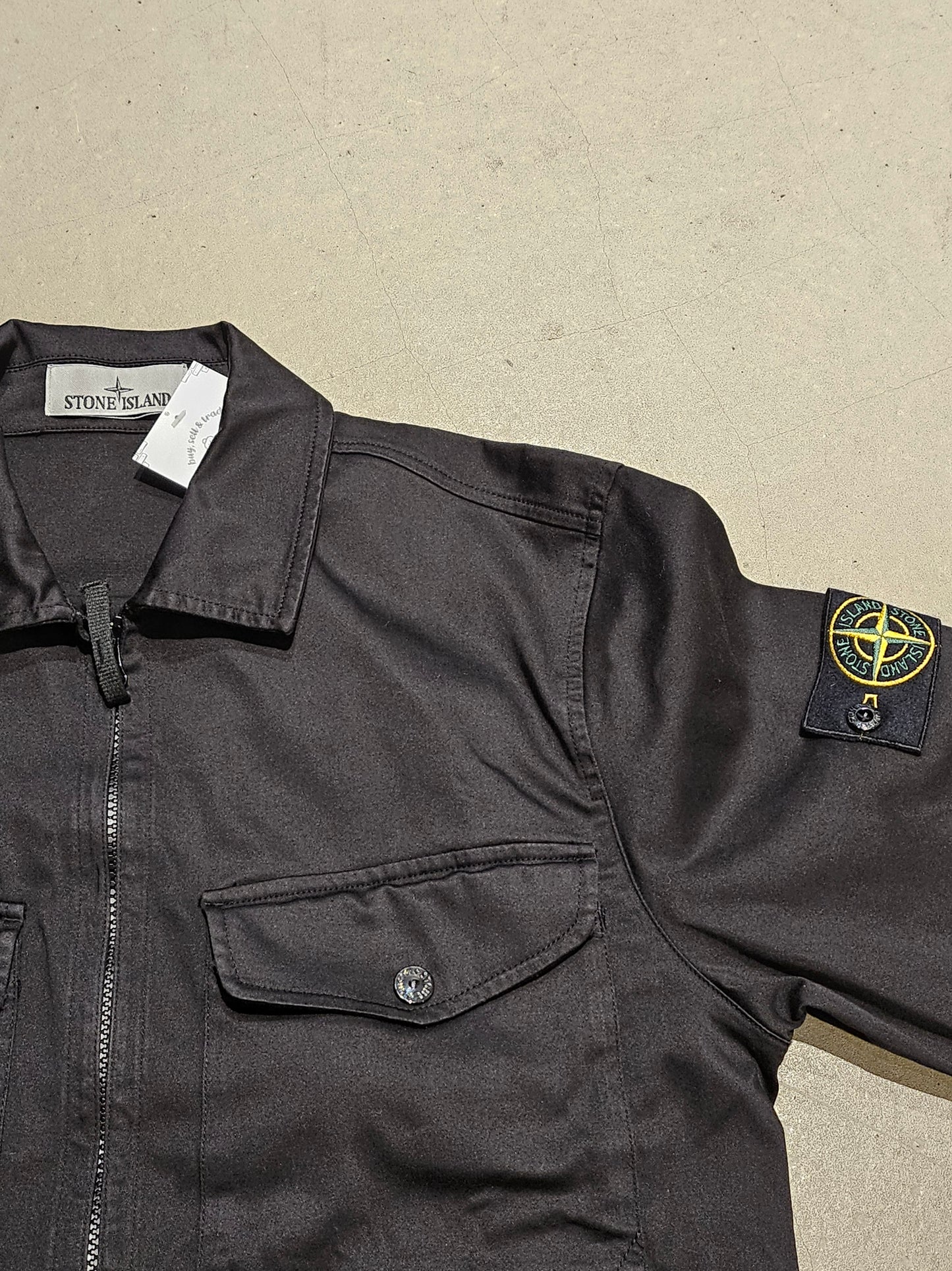 Stone Island Zip Up Shirt Black Small