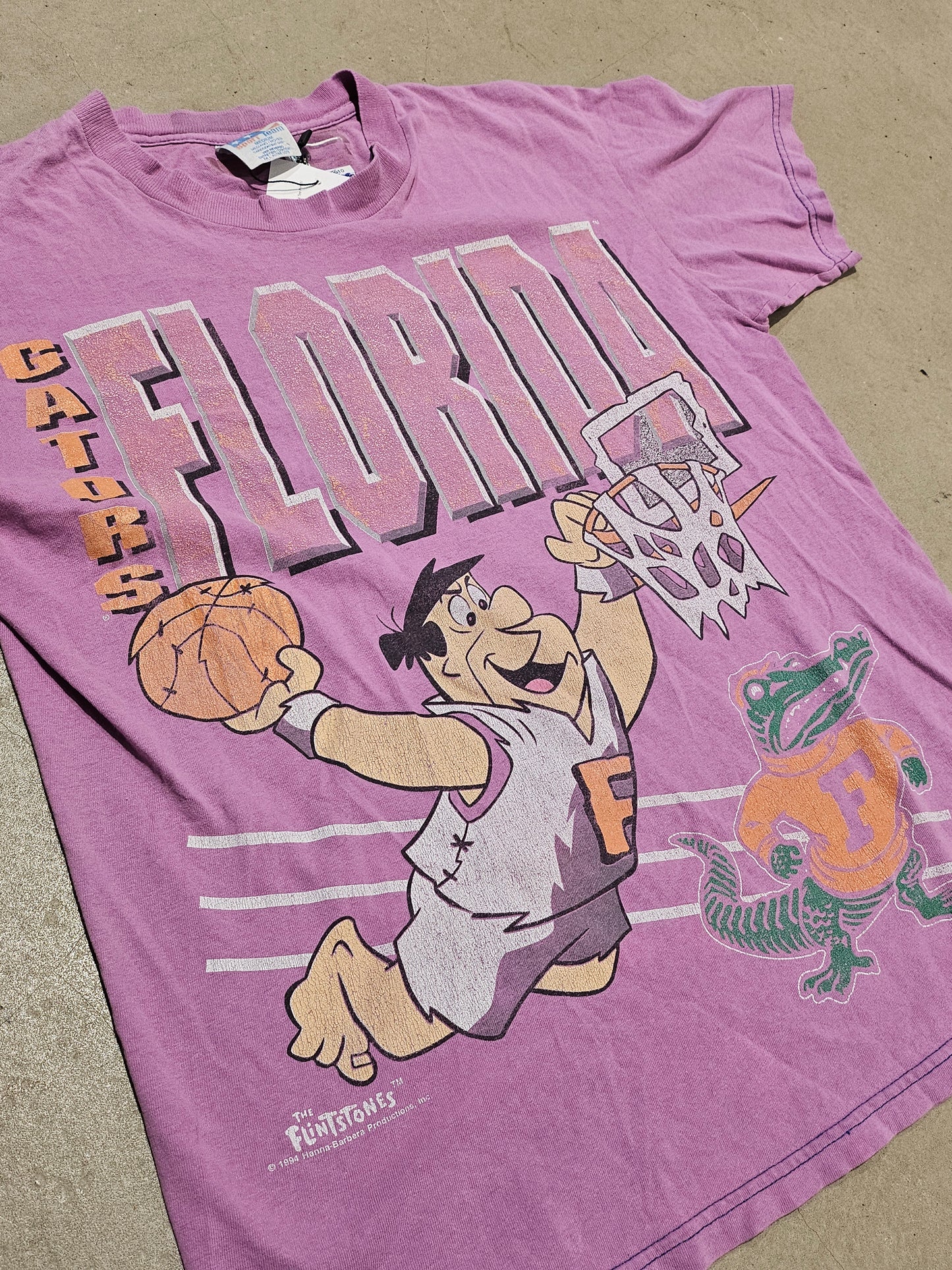 Vintage Florida Gaters Flinstones 1994 Tee Pink M