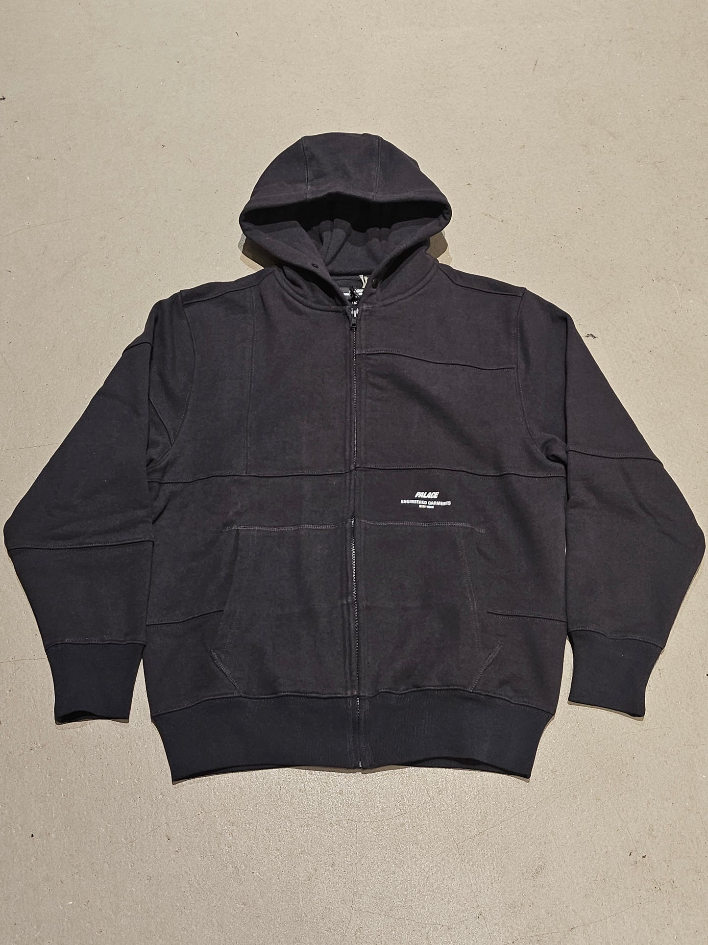 Palace Engineered Heavy Patchwork Zip Up Hoodie Black